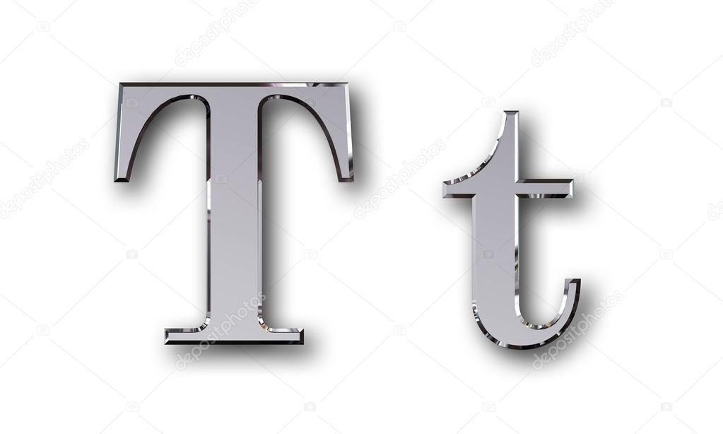 Metal alphabet symbol T - silver