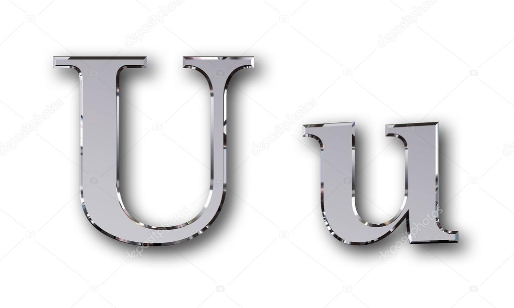 Metal alphabet symbol U silver — Stock Photo © photo5963 56600051