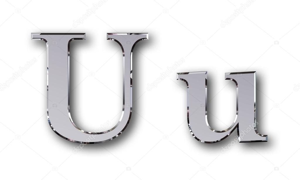 Metal alphabet symbol U - silver