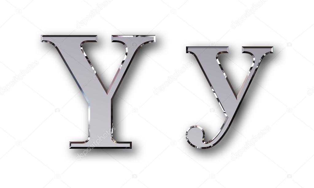 Metal alphabet symbol Y - silver