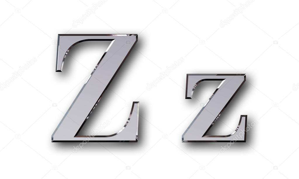 Metal alphabet symbol Z - silver