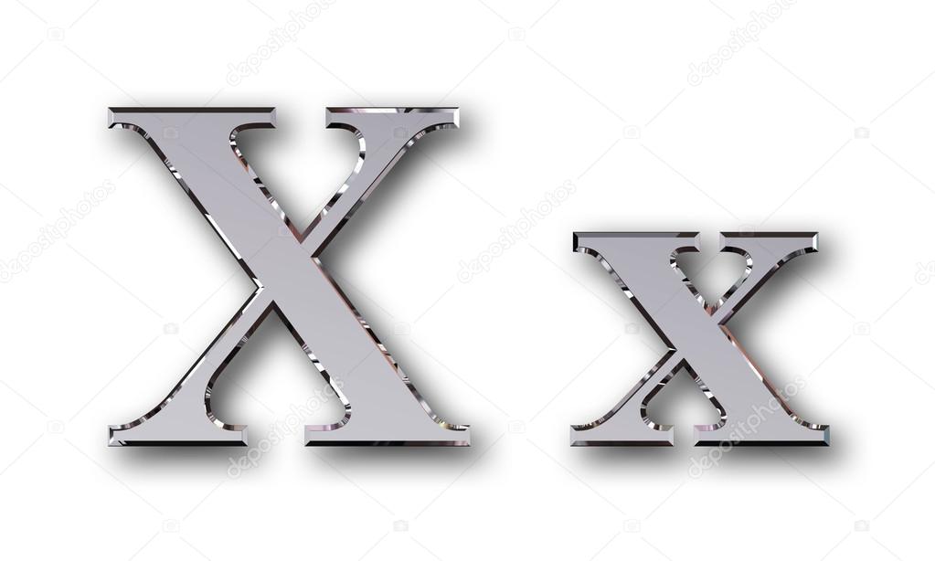 Metal alphabet symbol X - silver