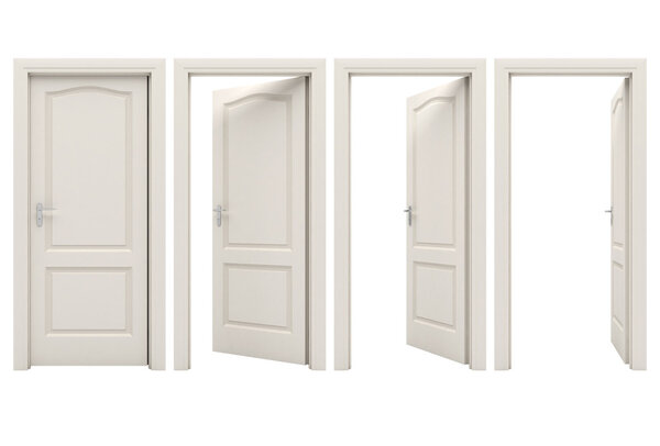 Open white door