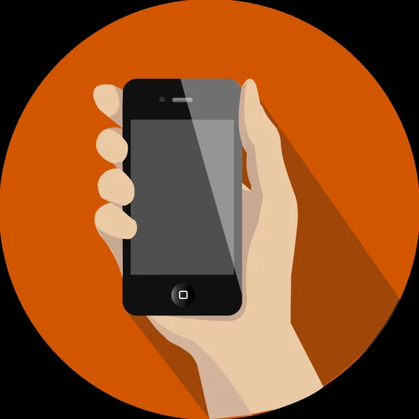 Téléphone main icône plate — Image vectorielle
