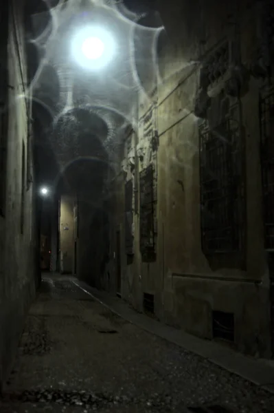 Alley Italian Town Light Rainfall Night — Stock Photo, Image