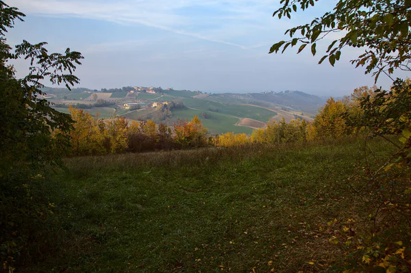 Pistes Colline Coucher Soleil Automne — Photo