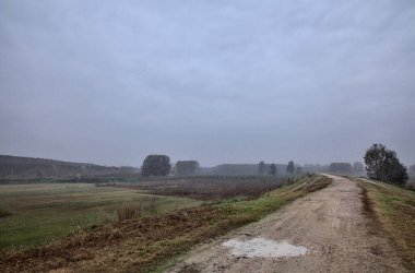 Sonbaharda bulutlu bir günde kırsalda bir patika