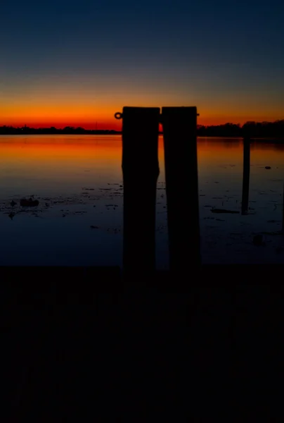 Muelle Lago Atardecer Otoño — Foto de Stock