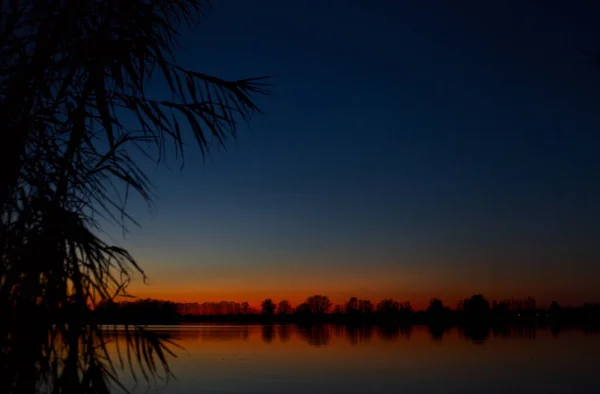 Sonnenuntergang Über Einem See Herbst — Stockfoto