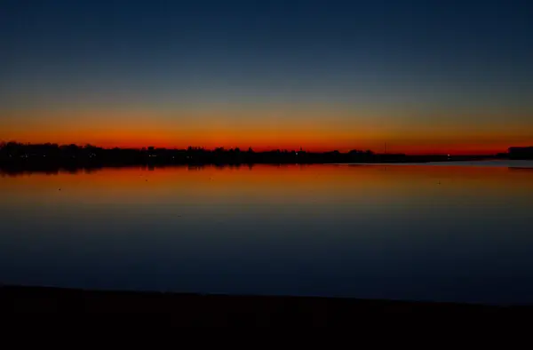 Puesta Sol Sobre Lago Otoño — Foto de Stock