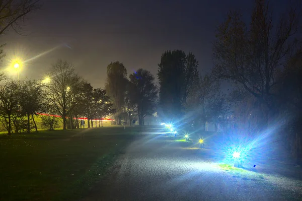 Camino Parque Por Noche — Foto de Stock