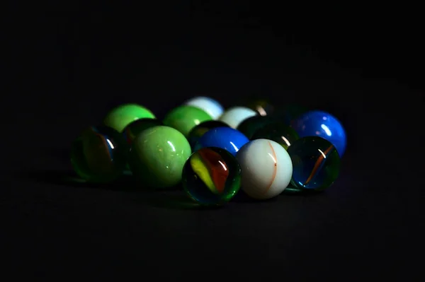 Colored Marbles Black Background — Stock Photo, Image
