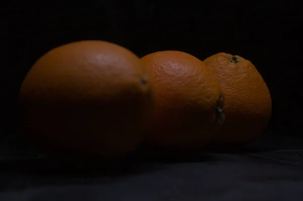 Oranges Black Surface — Stock Photo, Image