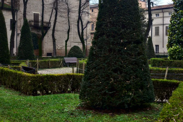 冬の曇りの日にイタリアの町の公共庭園 — ストック写真