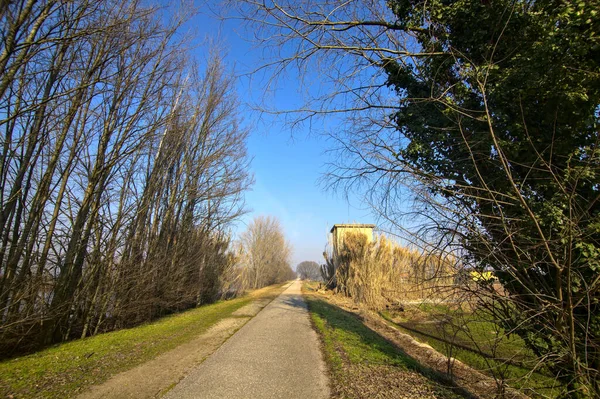 Straße Auf Dem Land Neben Einem Fluss — Stockfoto