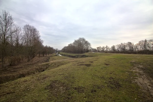 Caminho Lado Campo Arado Parque Paisagem Italiana Inverno — Fotografia de Stock