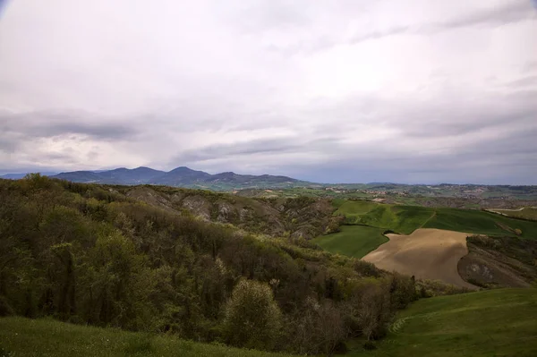 Fields Woods Ridges Hills Rainy Day Italian Countryside — Photo