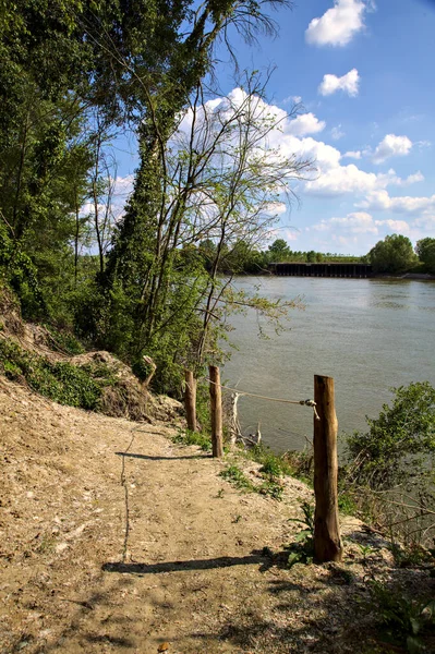 Kust Gemaakt Van Zand Een Rivier Het Italiaanse Platteland — Stockfoto