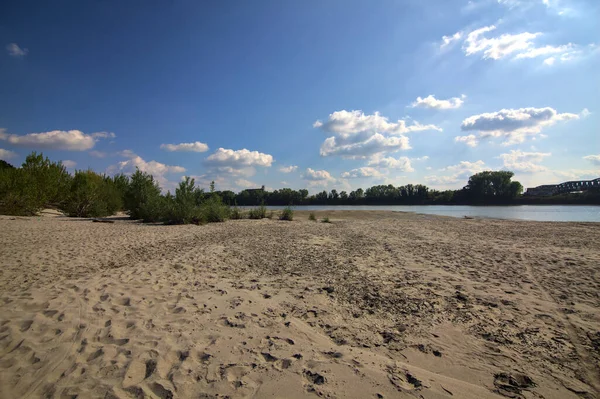 Dried River Bed Turned Beach Next Park Italian Countryside — Zdjęcie stockowe