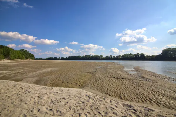 Dried River Bed Turned Beach Next Park Italian Countryside — Foto Stock