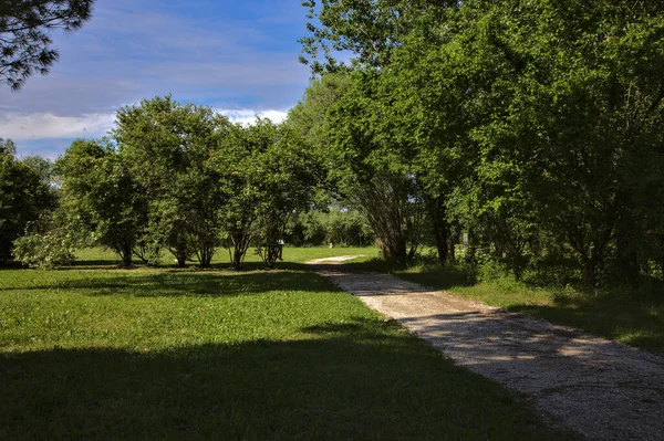 Gravel Path Park Italian Countryside Spring Sunny Day — Stock Photo, Image