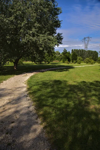 Chemin Gravier Dans Parc Dans Campagne Italienne Printemps Par Une — Photo