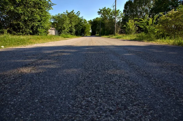 Vägen Kantad Träd Den Italienska Landsbygden Vid Solnedgången — Stockfoto