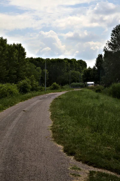 Radweg Der Italienischen Landschaft Einem Bewölkten Tag Sommer — Stockfoto