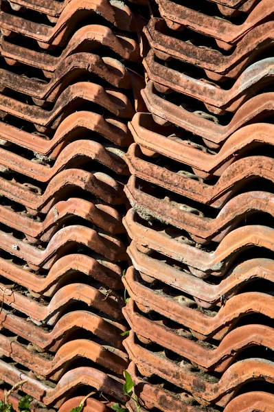 Roof Tiles Stacked Seen Close — Stock Photo, Image