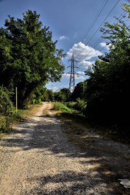 Çitin attığı gölgelerde toprak yol kırsal kesimdeki ahşap bir çitle ikiye bölünmüş.
