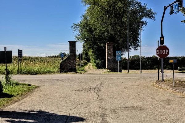 Açık bir günde ağaçlarla dolu bir kır yolundan geçmek
