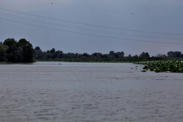 Bulutlu Bir Günde Alacakaranlıkta Nehirde Bir Kanal — Stok fotoğraf