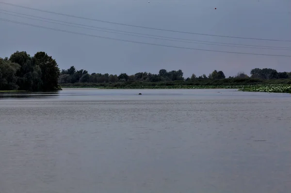 Bulutlu Bir Günde Alacakaranlıkta Nehirde Bir Kanal — Stok fotoğraf