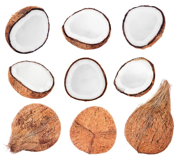 Beyaz üzerine taze hindistancevizi topluluğu