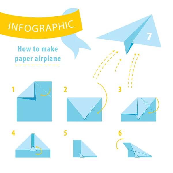 Infographic kurz. Jak udělat papírové letadlo. Vektorové ilustrace — Stockový vektor