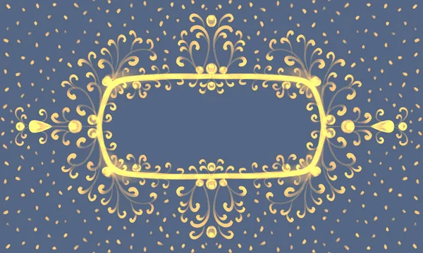 Festlicher Rahmen Mit Goldenen Locken Niedlichen Einfachen Mustern Verzierten Dekorationen — Stockfoto