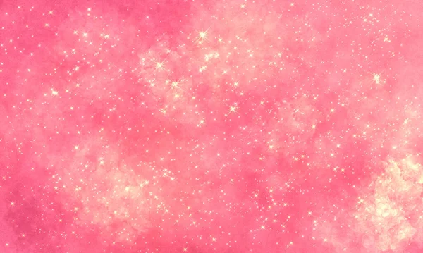 ピンクの光の空間多くの星や雲と明るいお祝いの魔法の背景 普遍的なお祝い明るい正の背景 — ストック写真