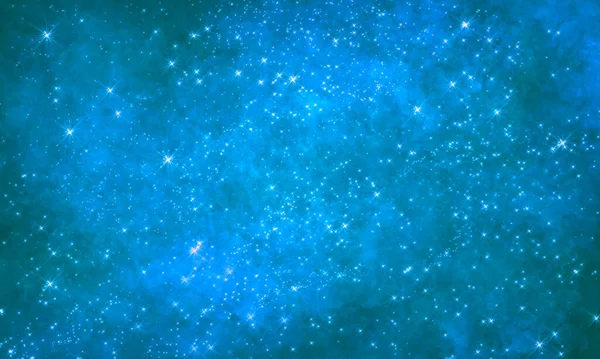 Fondo Espacio Saturado Brillante Azul Con Muchas Estrellas Textura Grunge —  Fotos de Stock