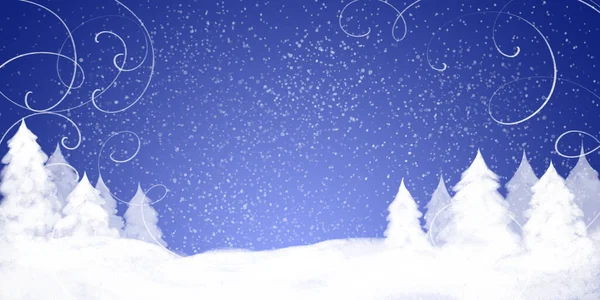 Зимовий Насичений Яскраво Блакитний Банер Снігом Завитками Краях Фону Зимовим — стокове фото