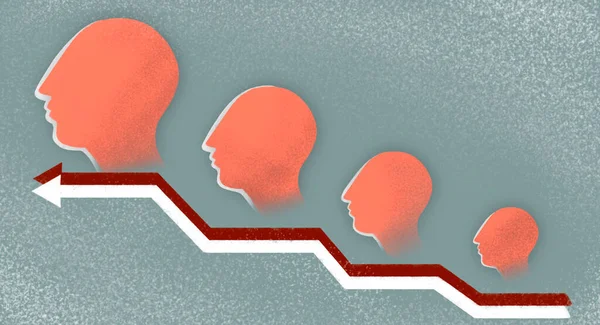 illustration concept of career growth. profiles, face silhouettes, symbolizing boss and subordinate, promotion, with an insole indicating career growth