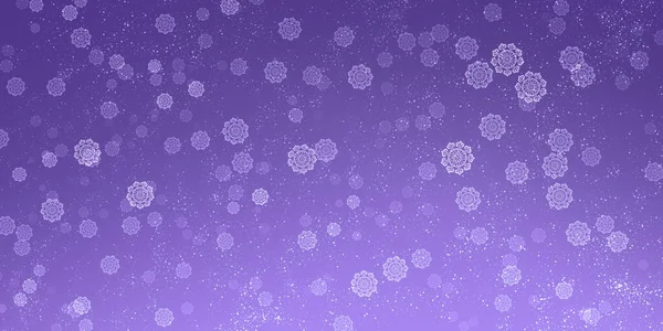 Deep Purple Winter Banner Mit Schnee Und Zahlreichen Gemusterten Schneeflocken — Stockfoto