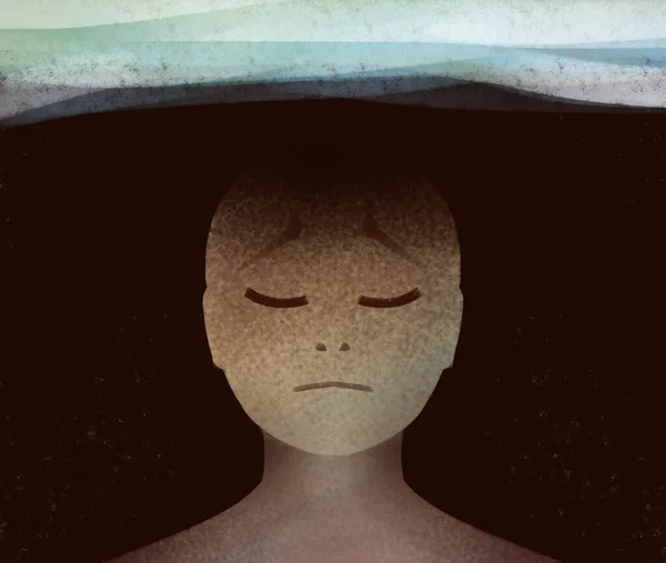 Μια Αφηρημένη Απεικόνιση Ενός Ατόμου Βυθισμένου Σκοτεινές Σκέψεις Κατάθλιψη Απελπισία — Φωτογραφία Αρχείου