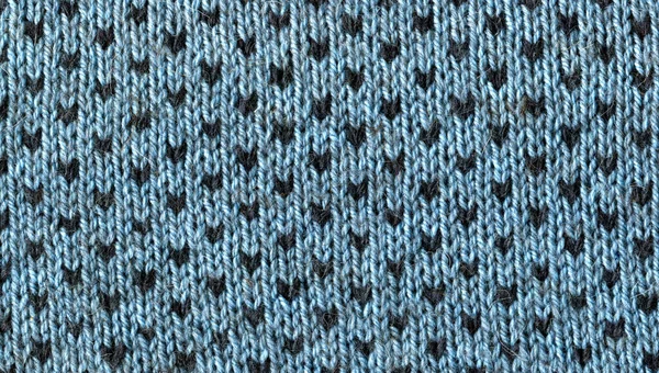 Knitted Fabric Texture Background Dark Polka Dots Blue Knitted Warm — Stock Photo, Image