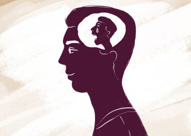 İçsel acının önlenmesi. Zihinsel umutsuzluk sırasında yüzünde bir gülümseme.