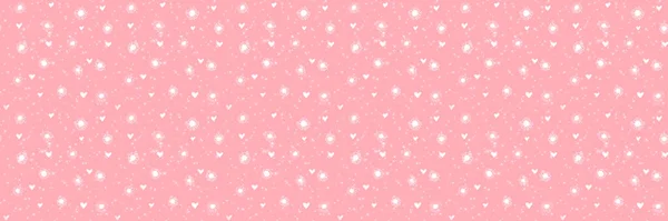 Niedlichen Romantischen Rosa Hintergrund Mit Vielen Herzen Funken Primitive Blumen — Stockfoto