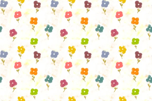 Childish Romantic Cute Floral Seamless Pattern Hand Drawn Small Multicolored — Stock Photo, Image