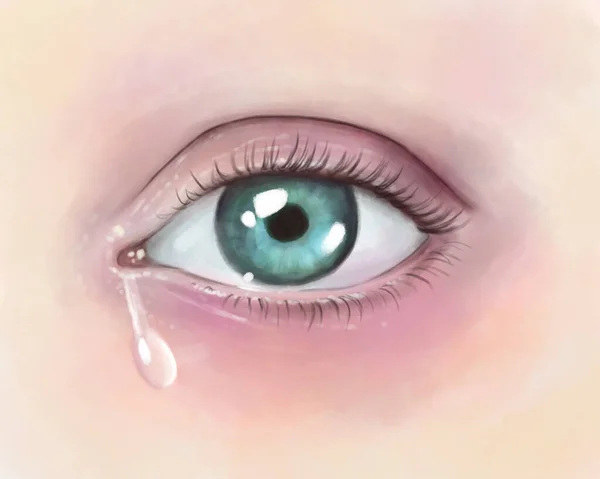 Ilustración Luz Color Ojo Femenino Llorando Símbolo Depresión Dolor Problemas — Foto de Stock