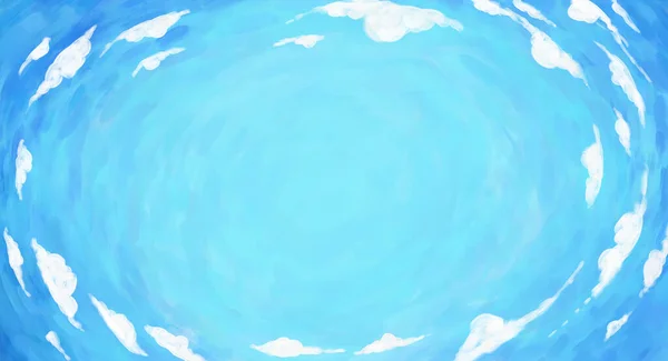 Handgezeichneter Einfacher Primitiver Zeichenhintergrund Abgerundetes Panorama Des Blauen Himmels Mit — Stockfoto