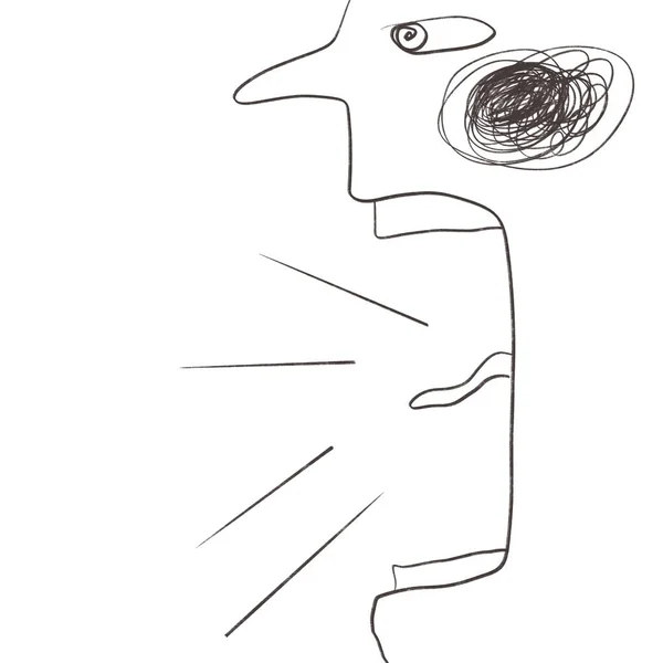 Anger and aggression. A cartoon face of a man screaming furiously
