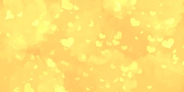 Niedliche Romantische Licht Leuchtend Gelb Liebe Hintergrund Mit Vielen Herzen — Stockfoto